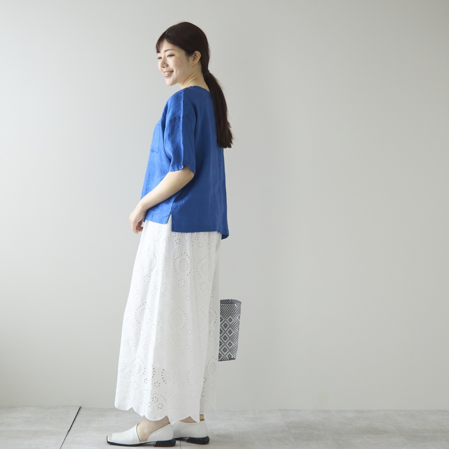 Kilka/スカート見えする綿レースのワイドパンツ